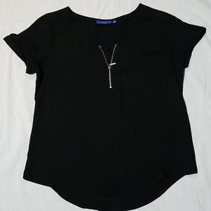 Women's Apt. 9 Zipper-Neck Black Top (Size: S)